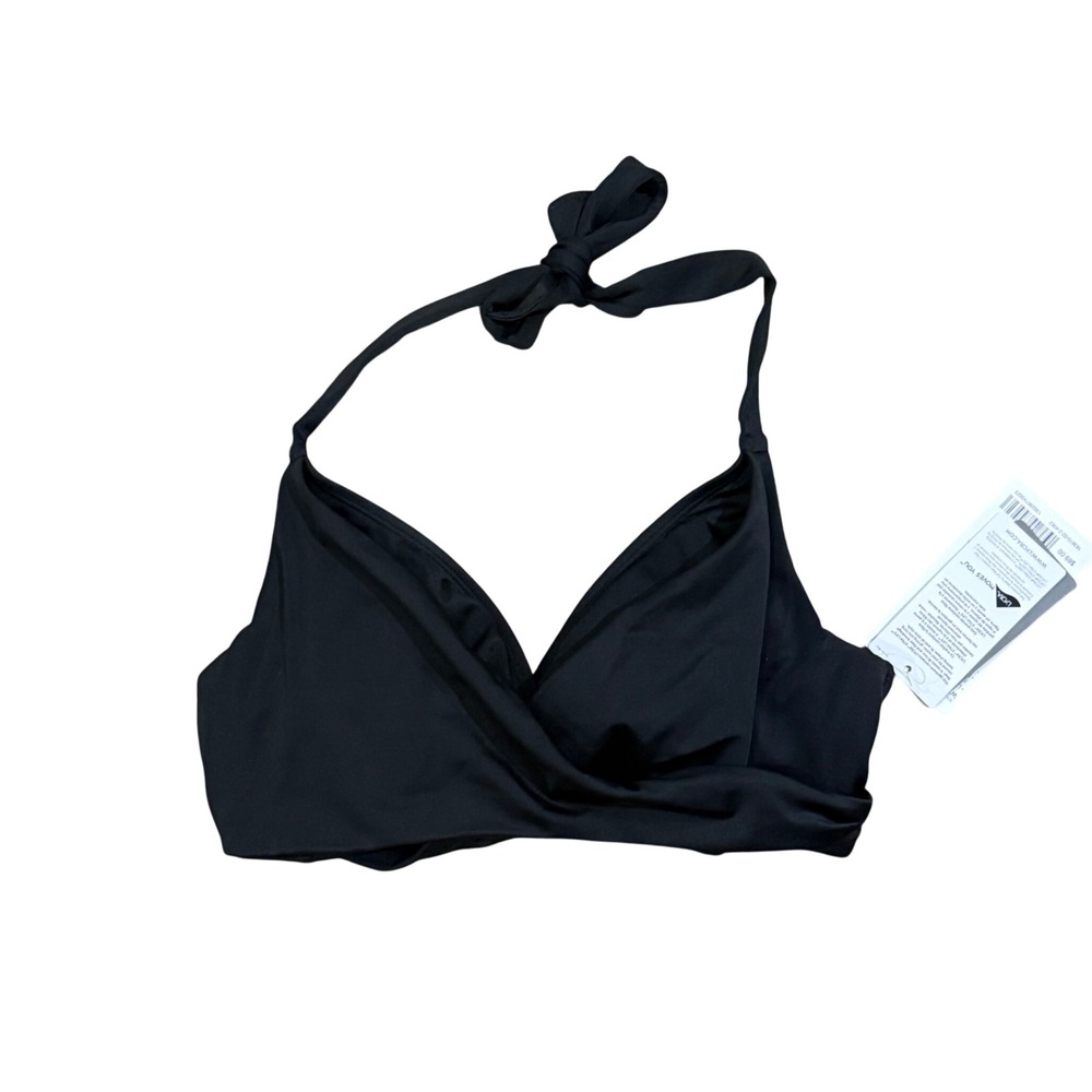 NWT Athleta 34B/C Dress Black Wrap Halter Bra Cup Bikini Top Swim